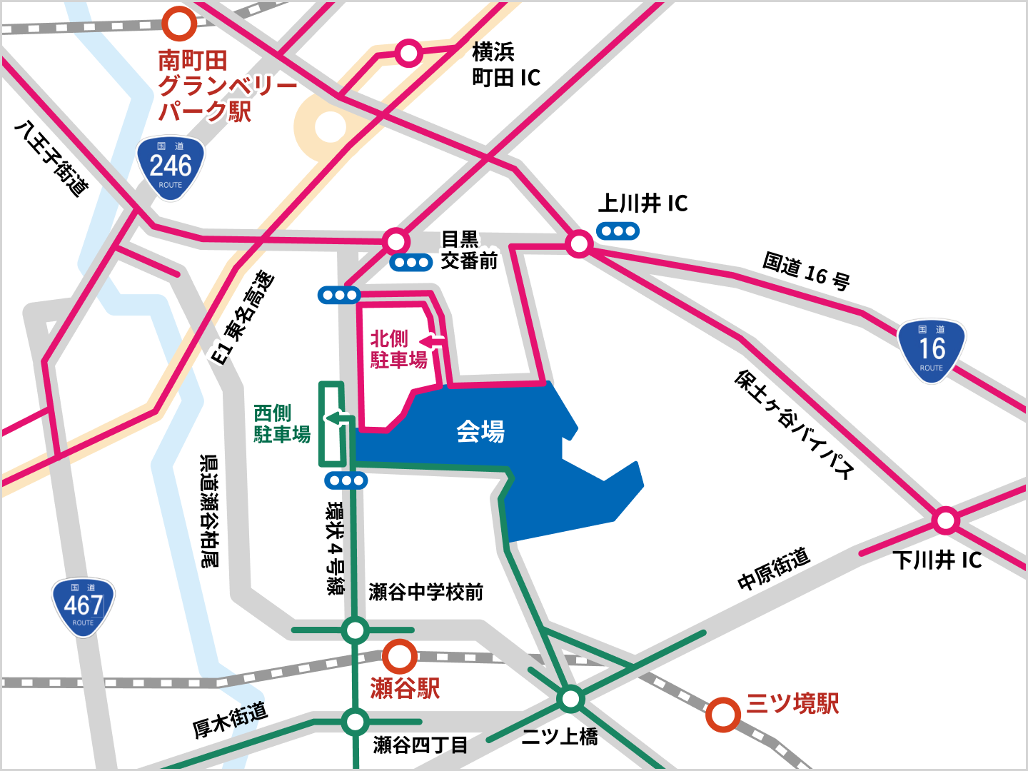 車・バイクでのルートマップ