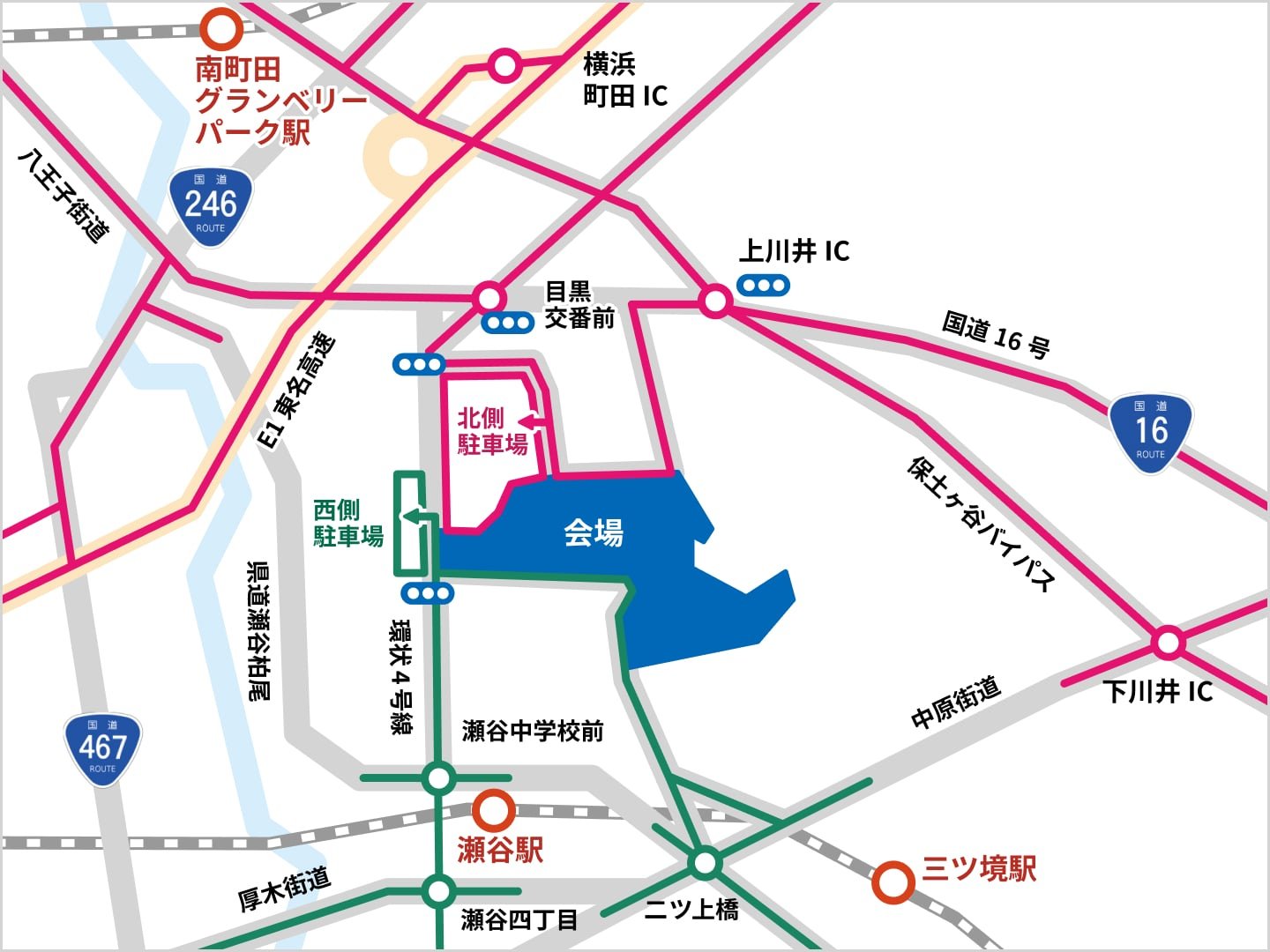 車・バイクでのルートマップ