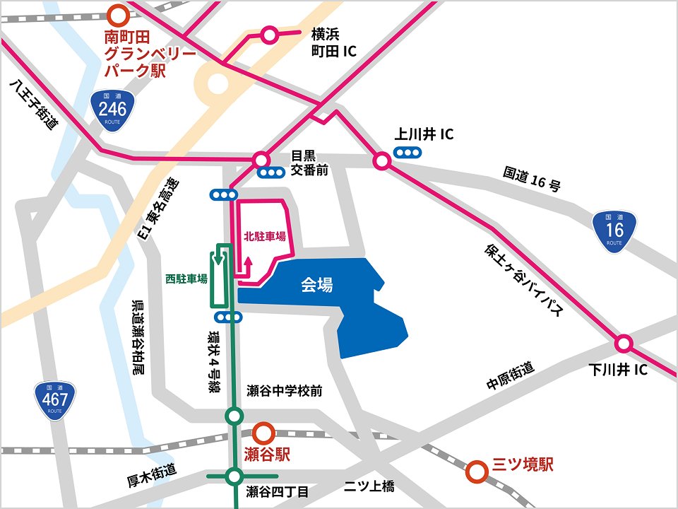 団体バスでのルートマップ