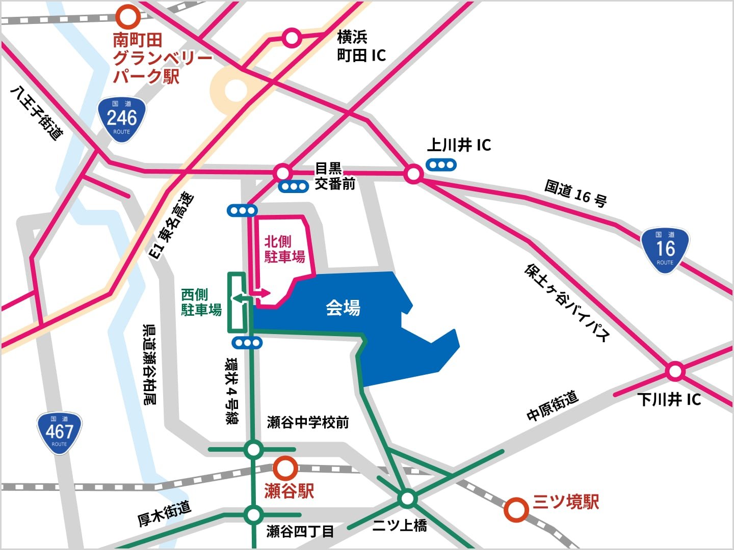 団体バスでのルートマップ