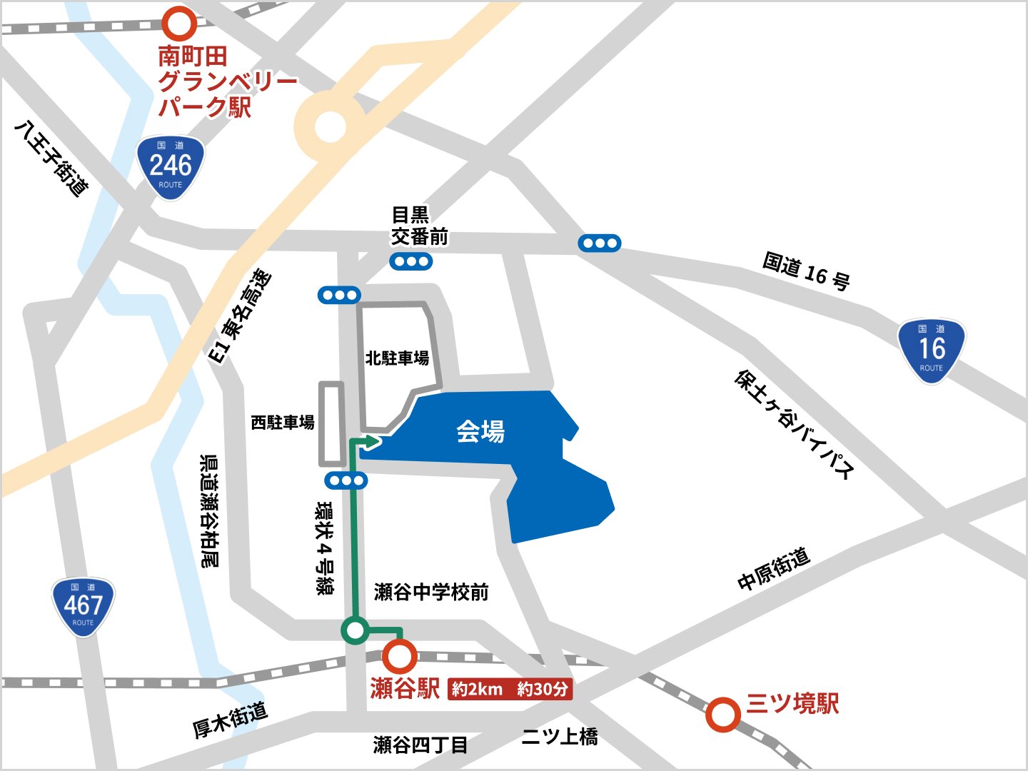 徒歩でのルートマップ